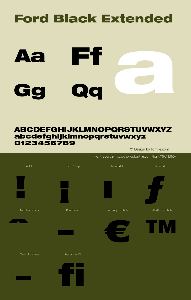 Ford-BlackExtended Version 001.001; t1 to otf conv Font Sample