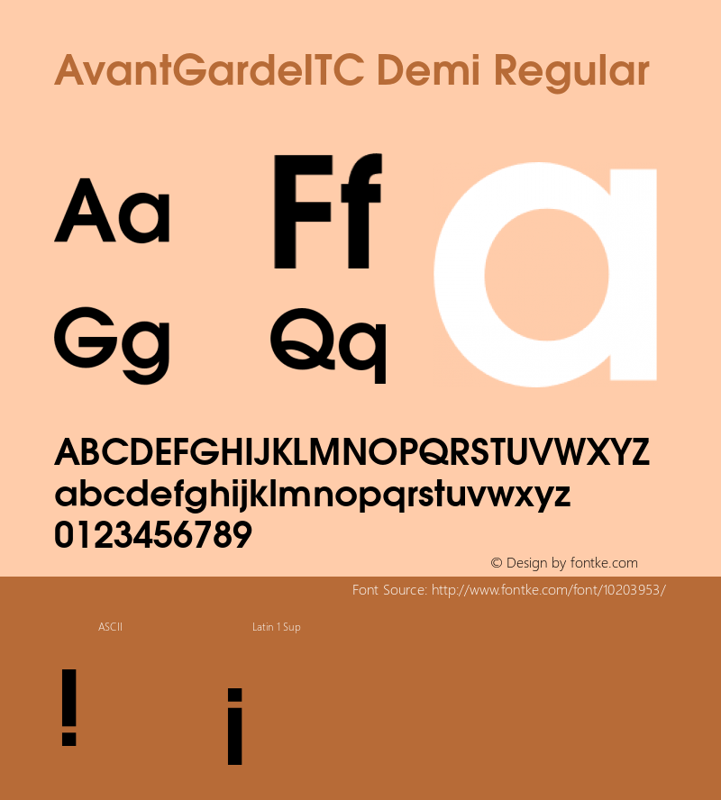 AvantGardeITC Demi Regular 001.000 Font Sample