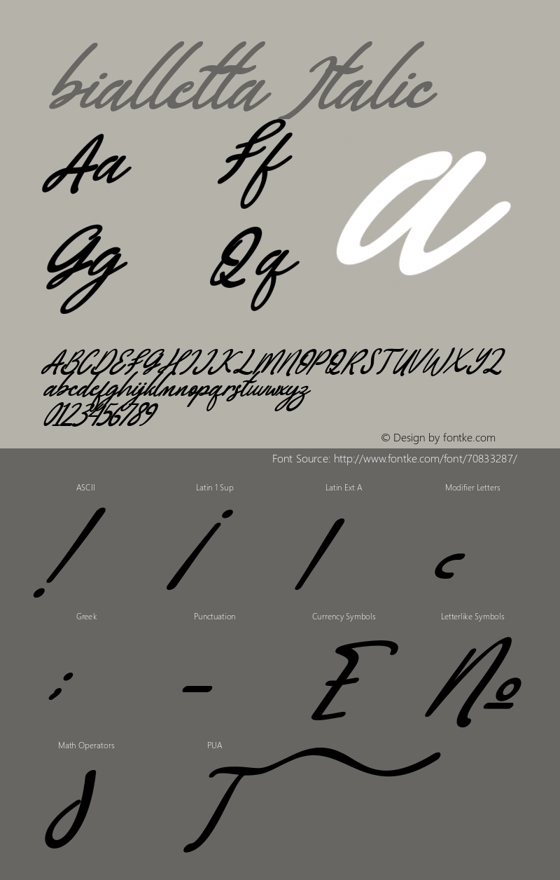 bialletta Italic Version 1.00;July 27, 2020;FontCreator 11.5.0.2430 64-bit Font Sample