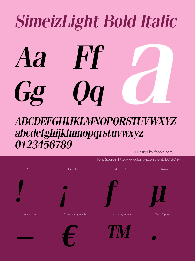 SimeizLight Bold Italic OTF 1.0;PS 1.000;Core 116;AOCW 1.0 161 Font Sample