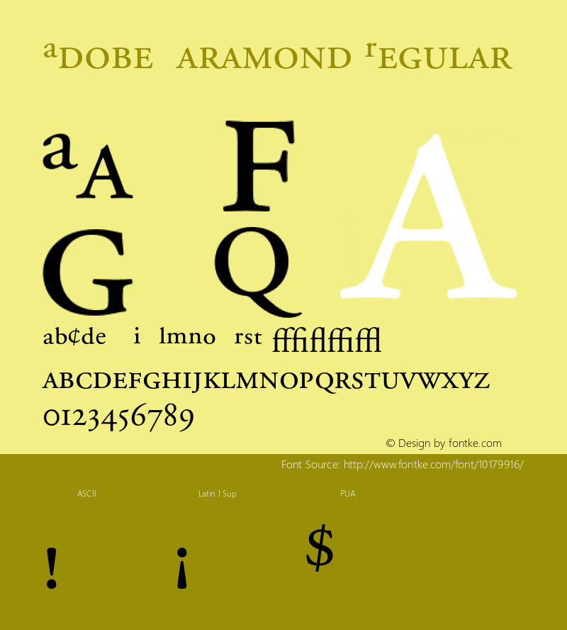 Adobe Garamond Regular 001.002 Font Sample