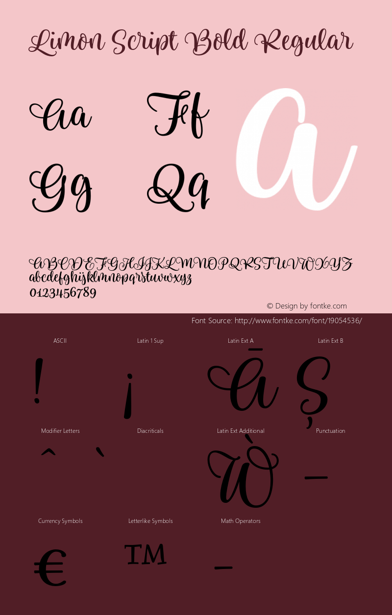 Limon Script Bold Regular Version 1.000;PS 001.000;hotconv 1.0.88;makeotf.lib2.5.64775 Font Sample