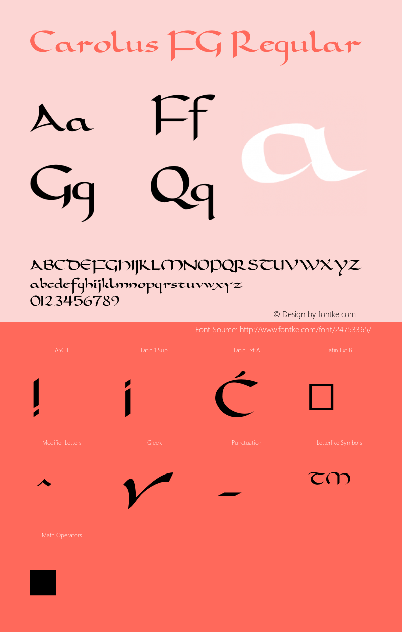 Carolus FG Version 1.01 Font Sample