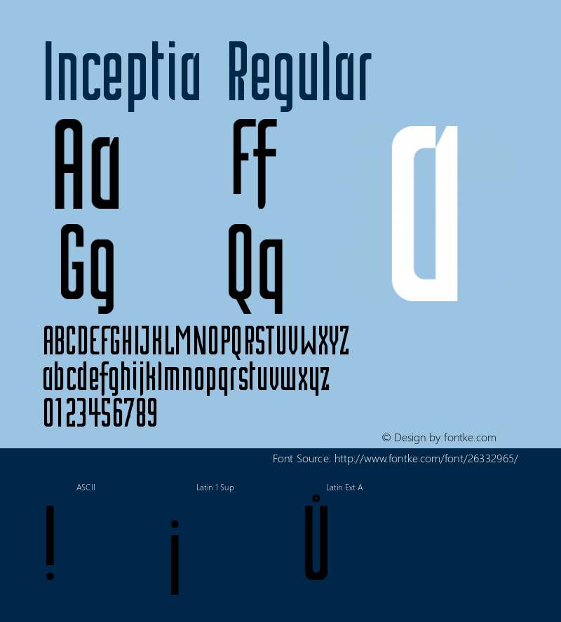 Inceptia Version 1.00;January 24, 2018;FontCreator 11.0.0.2400 64-bit Font Sample