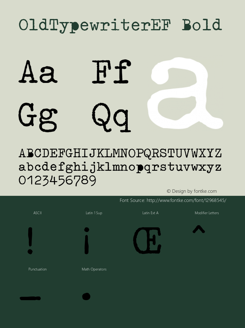 OldTypewriterEF Bold Version 1.00 Font Sample