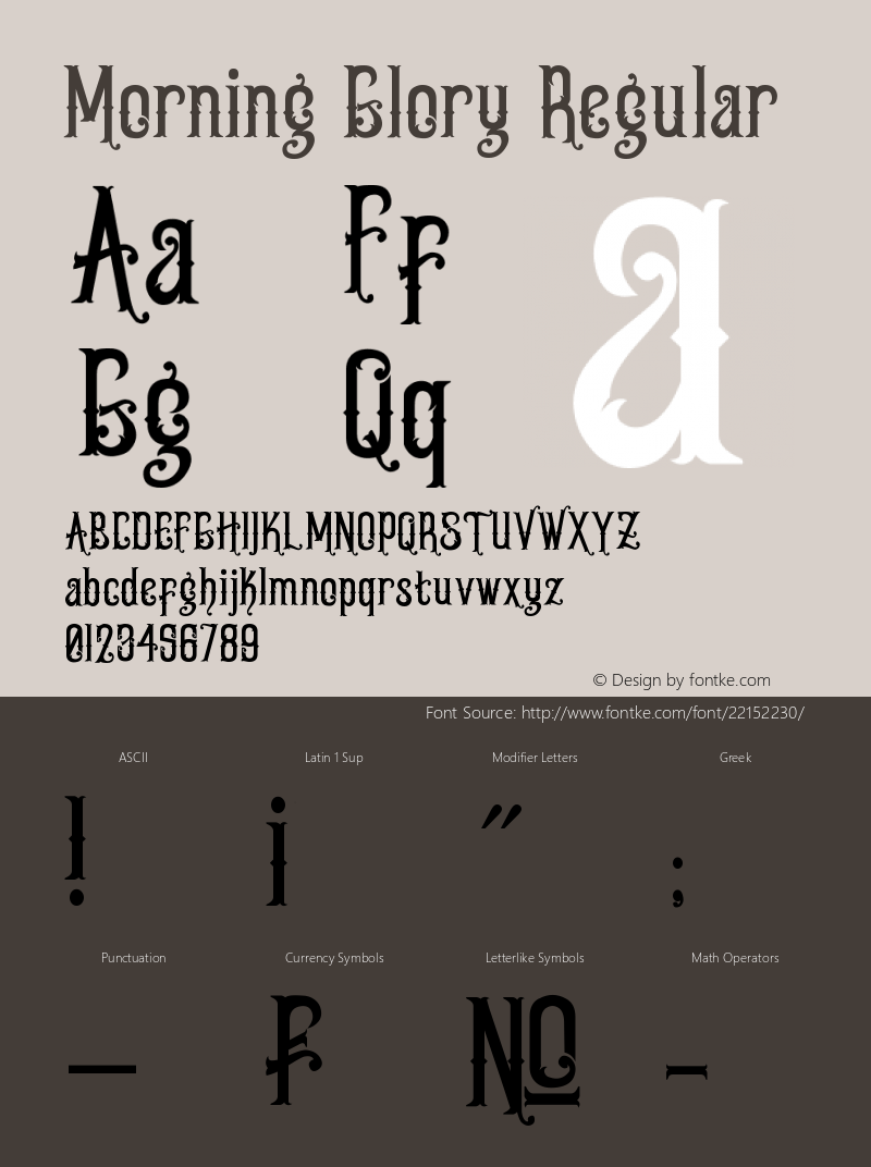 Morning Glory Version 1.00 December 18, 2013, initial release Font Sample