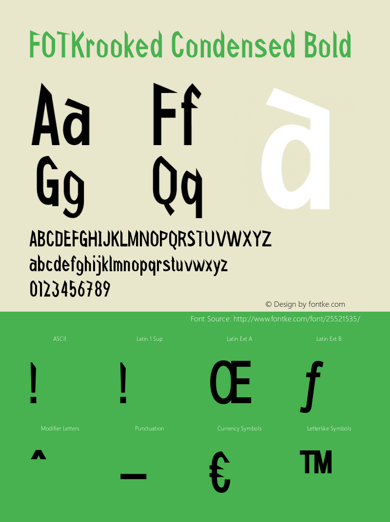 FOTKrooked-CondensedBold Version 1.000 Font Sample