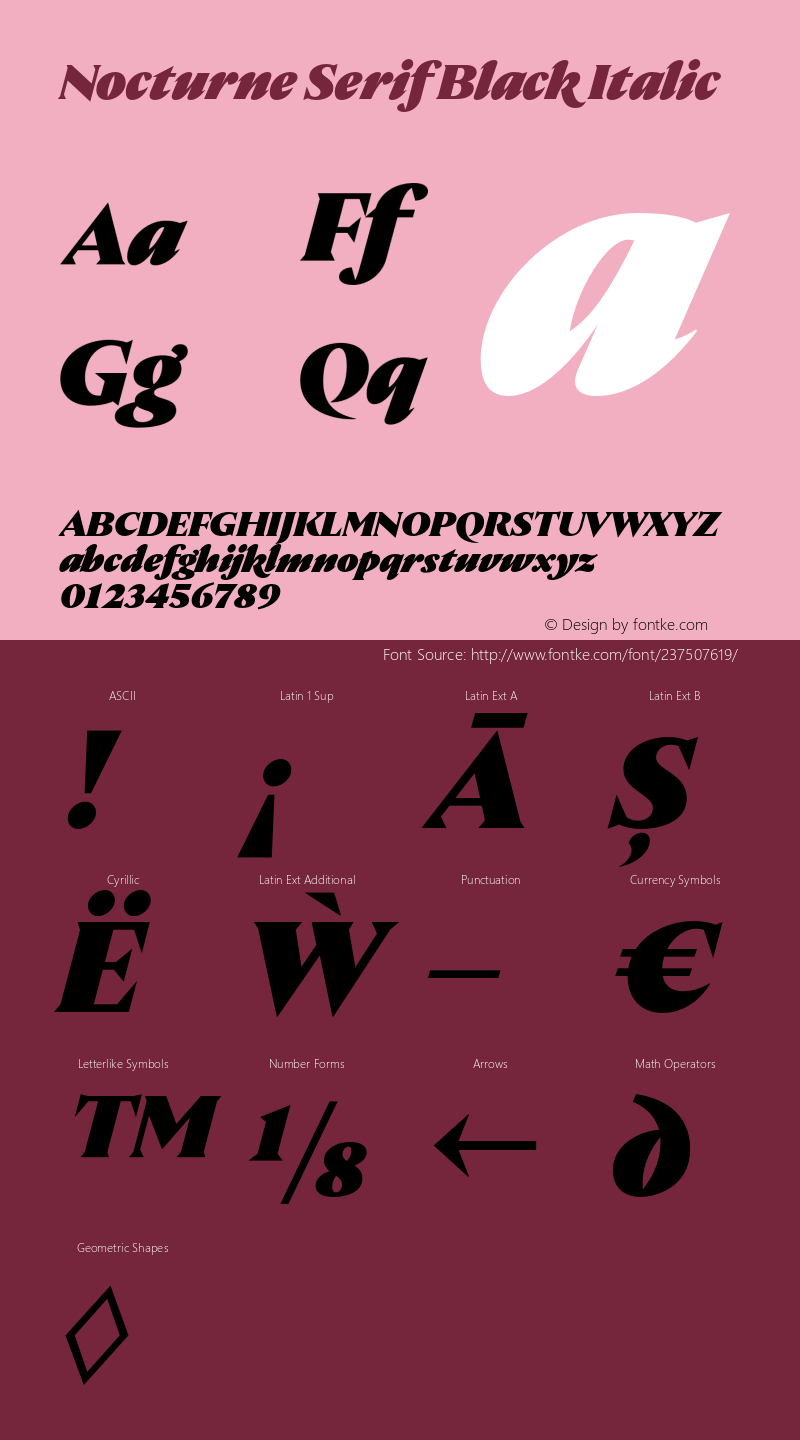 Nocturne Serif Black Italic Version 2.000;hotconv 1.0.109;makeotfexe 2.5.65596图片样张