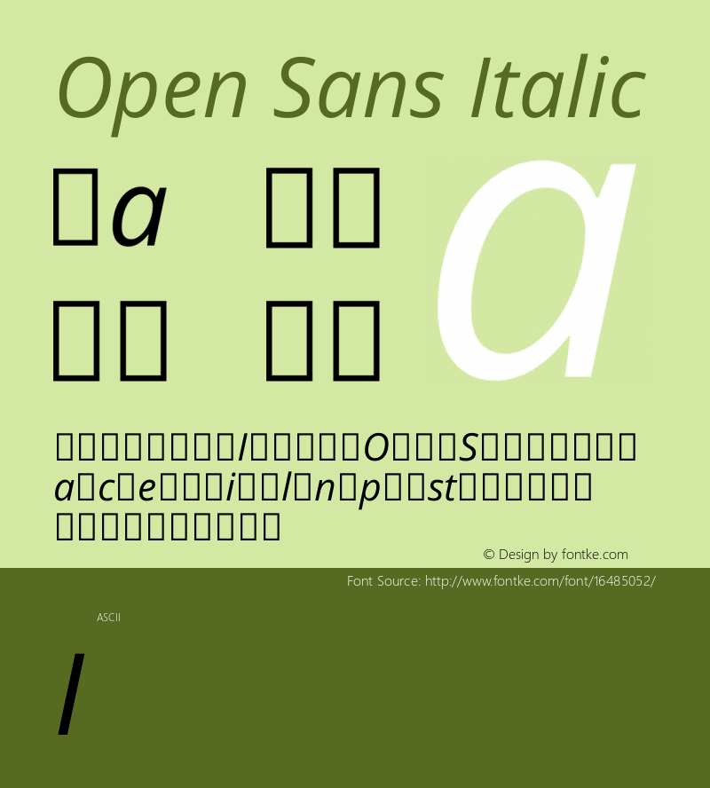 Open Sans Italic Version 1.10 Font Sample