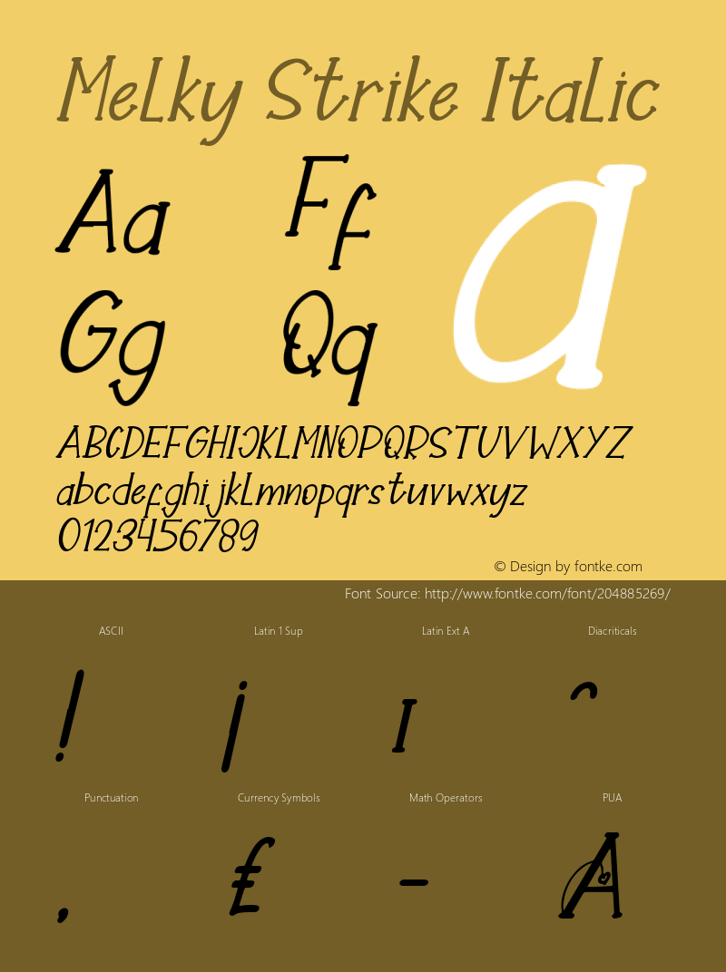 Melky Strike Italic Version 1.00;October 29, 2021;FontCreator 13.0.0.2683 64-bit图片样张