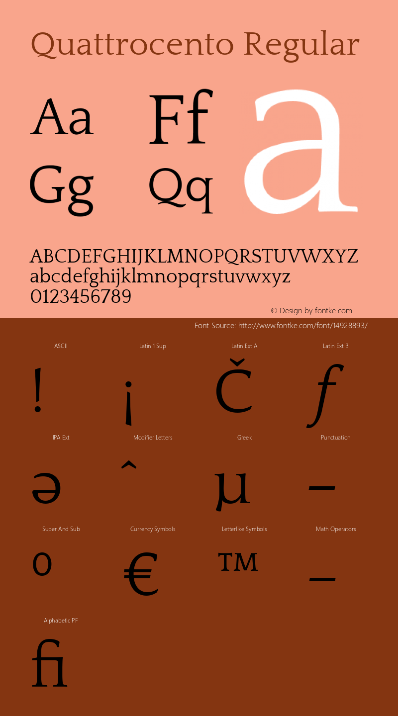 Quattrocento Regular Version 2.000 Font Sample