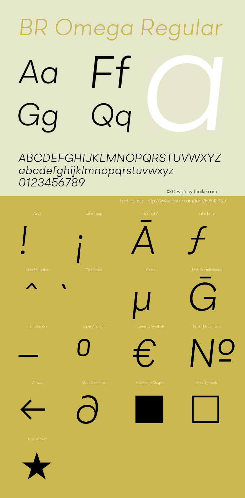 BR Omega Light Italic Version 1.001 Font Sample