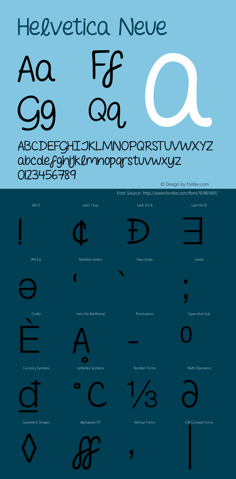 Helvetica Neue 细斜体 7.1d2e5 Font Sample