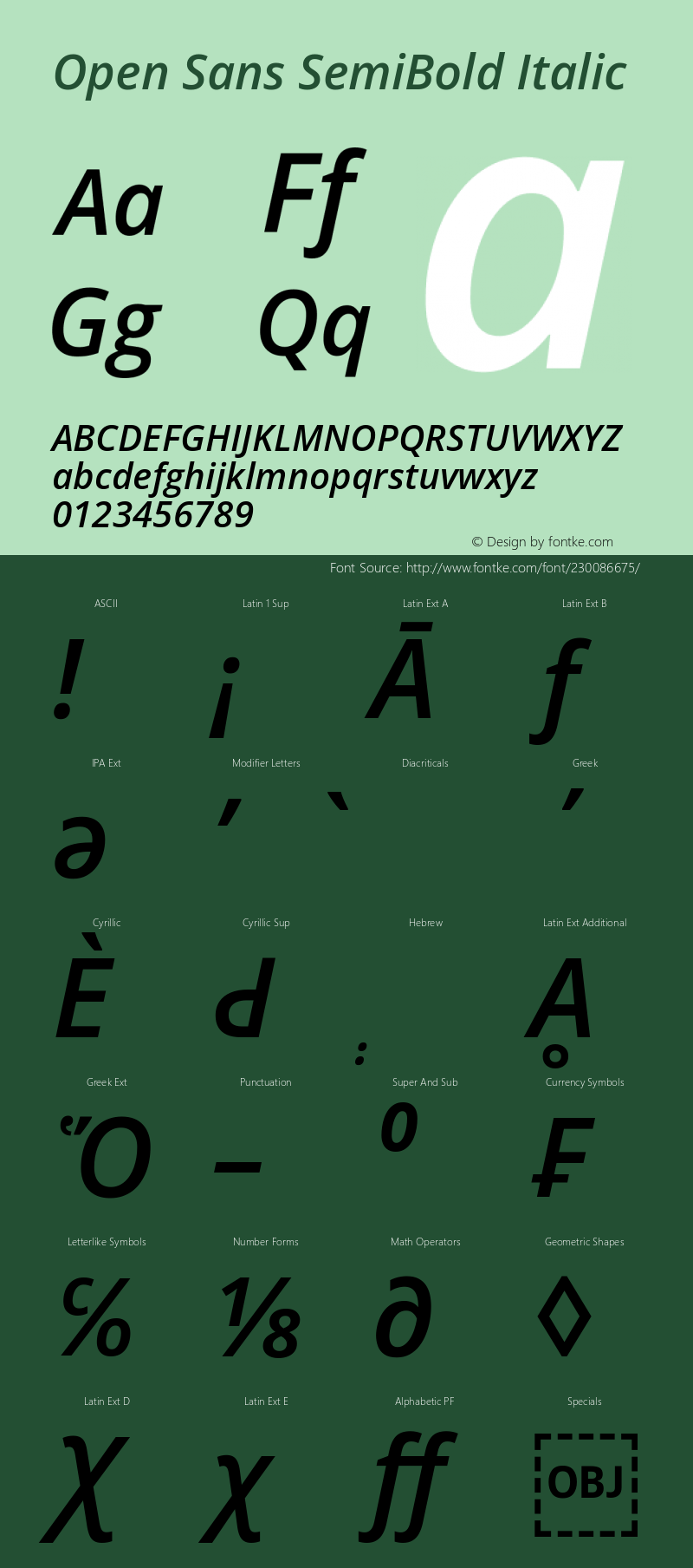 Open Sans SemiBold Italic Version 3.000图片样张