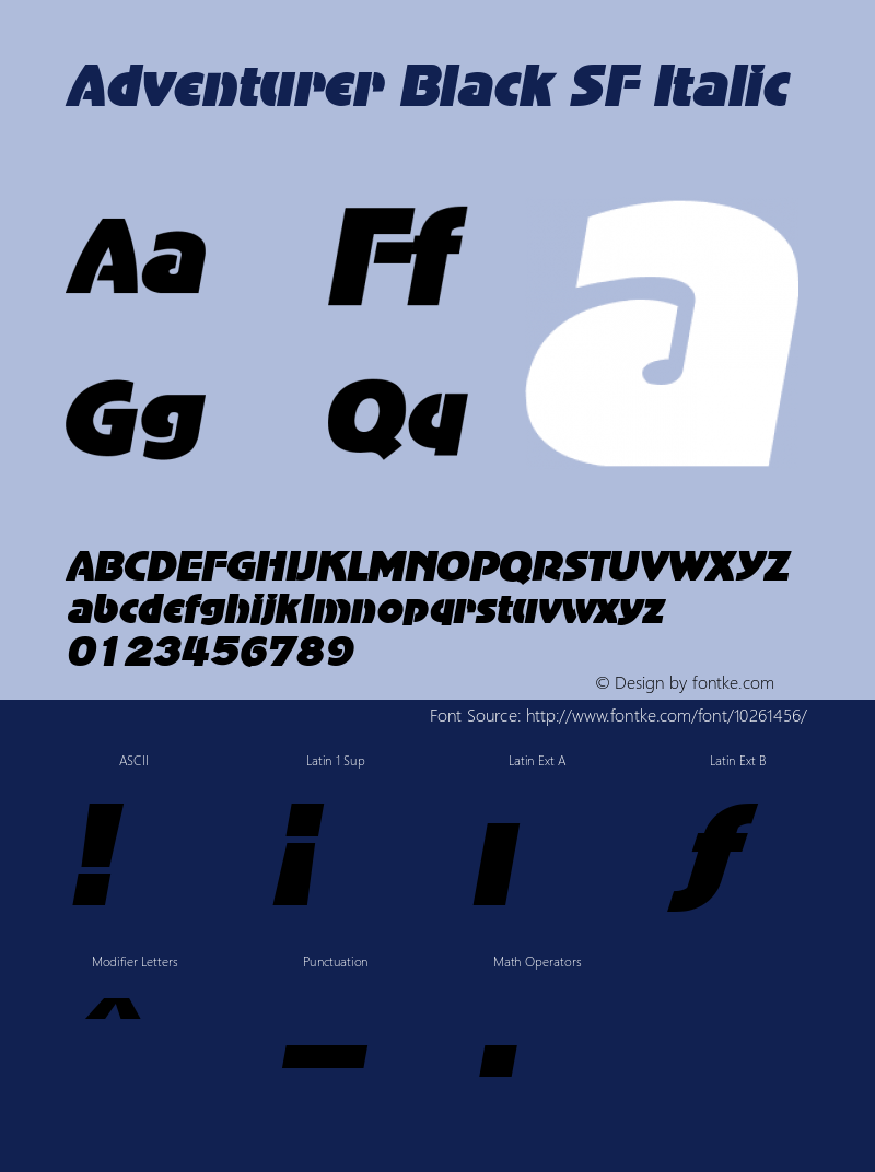 Adventurer Black SF Italic Altsys Fontographer 3.5  21.11.1994 Font Sample