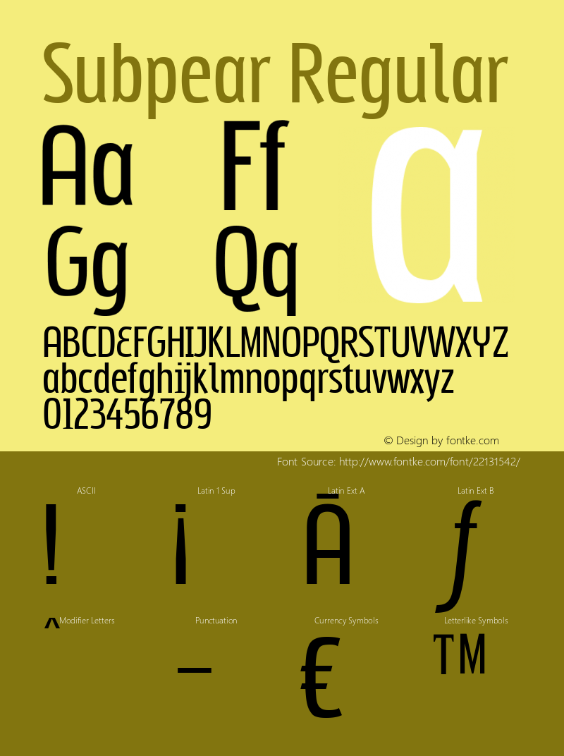 Subpear Version 2.000 2004 Font Sample