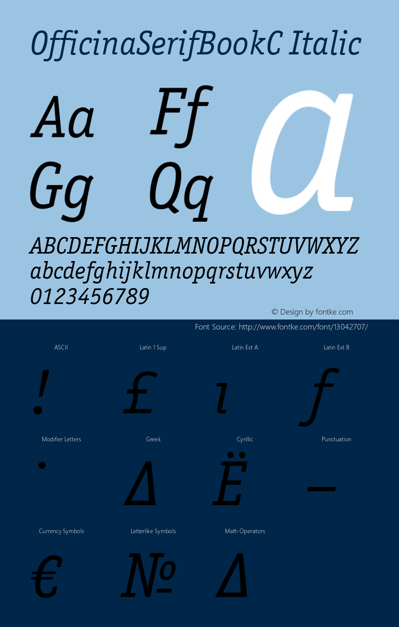 OfficinaSerifBookC Italic OTF 1.0;PS 001.000;Core 116;AOCW 1.0 161 Font Sample
