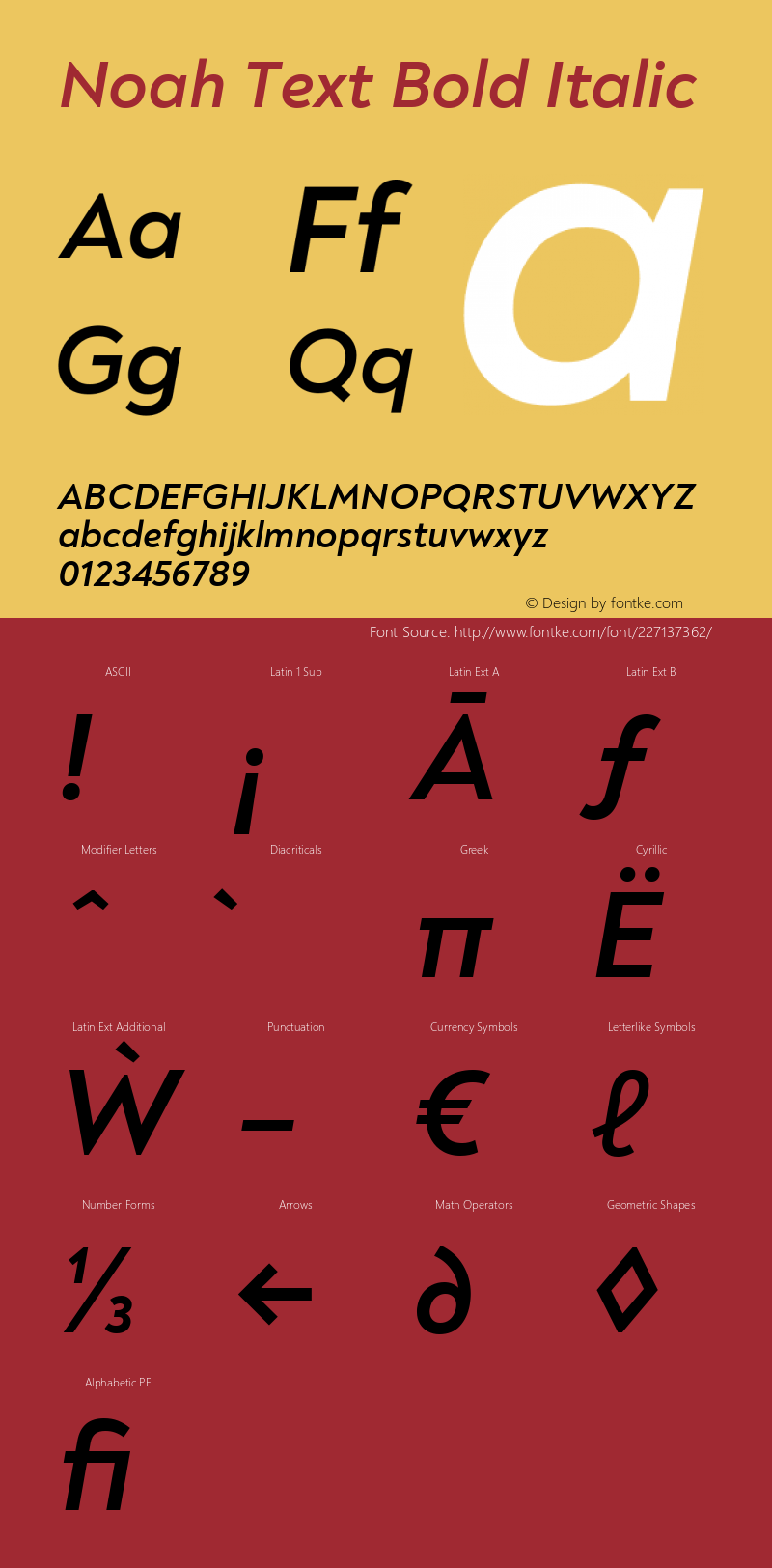 Noah Text Bold Italic Version 1.000; ttfautohint (v1.8)图片样张