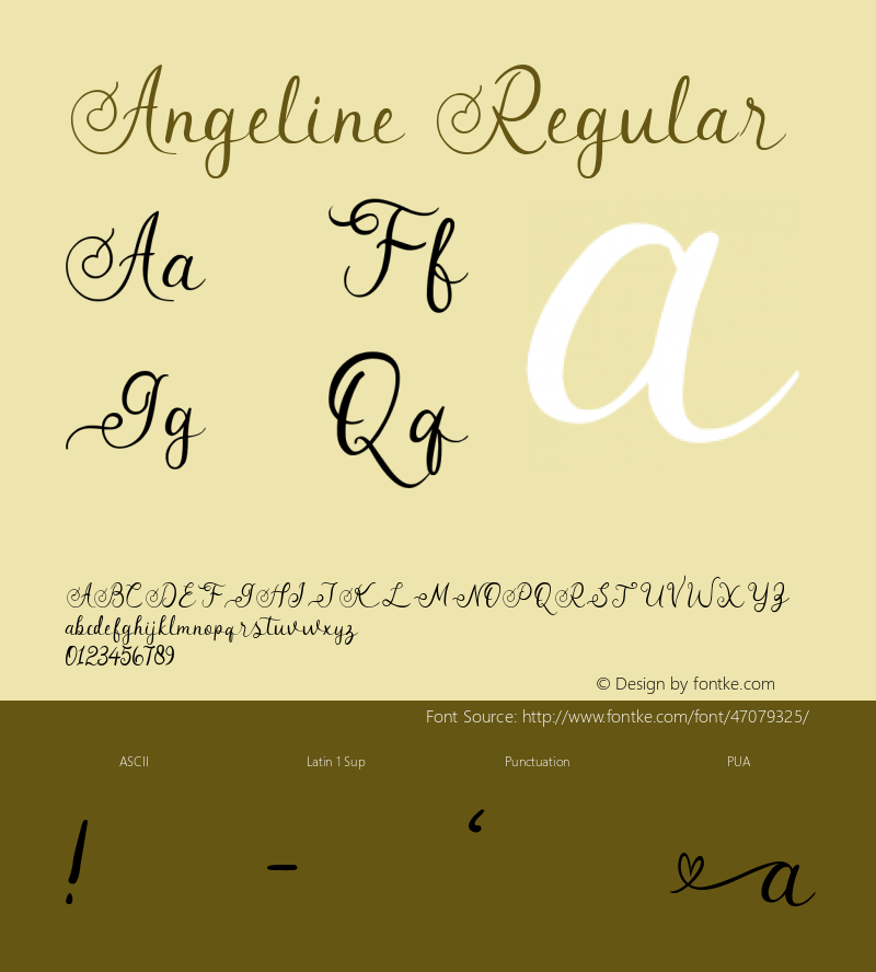 Angeline Version 1.00;February 17, 2019;FontCreator 11.5.0.2421 64-bit Font Sample