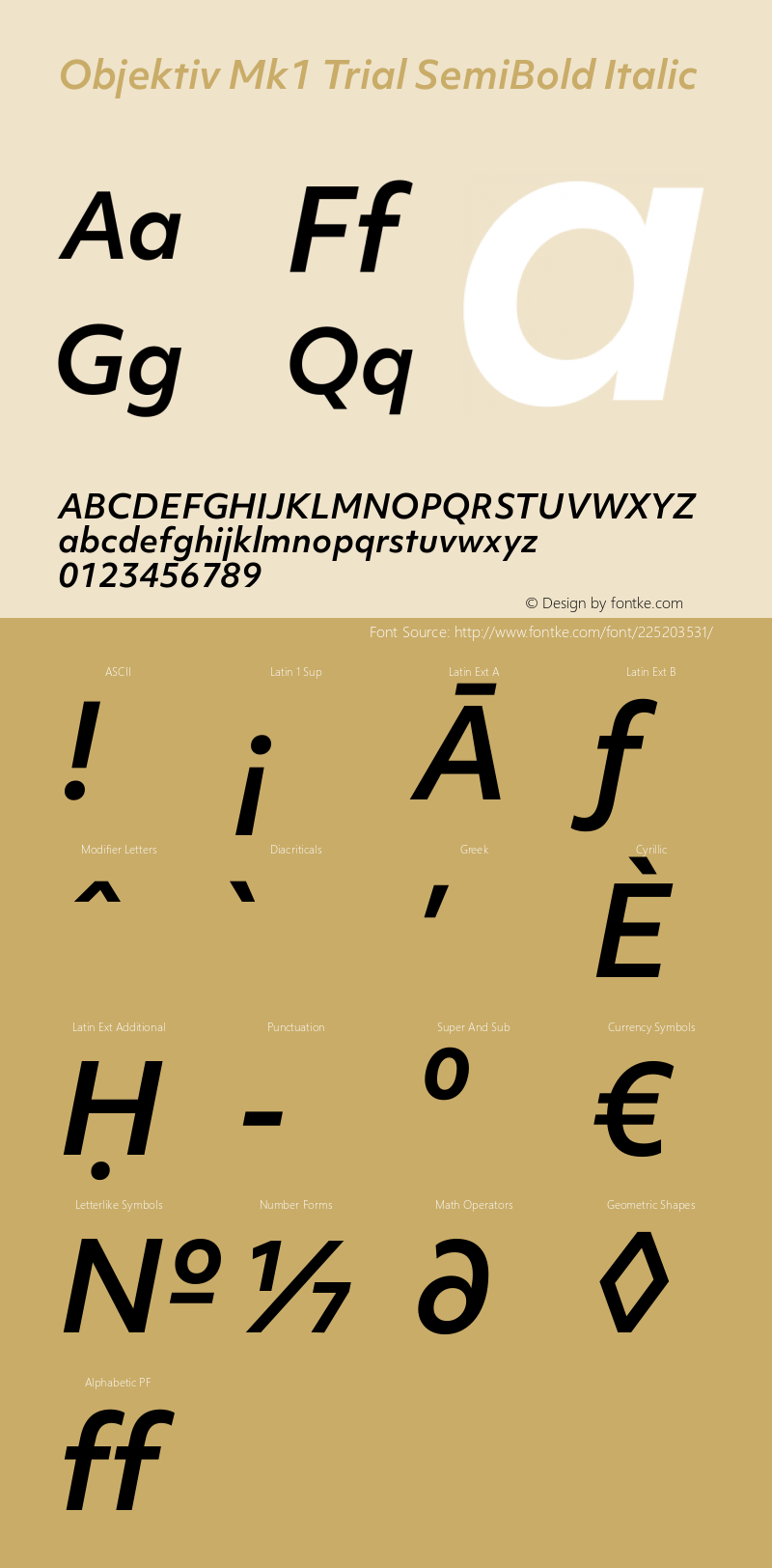 Objektiv Mk1 Trial SemiBold Italic Version 2.101图片样张