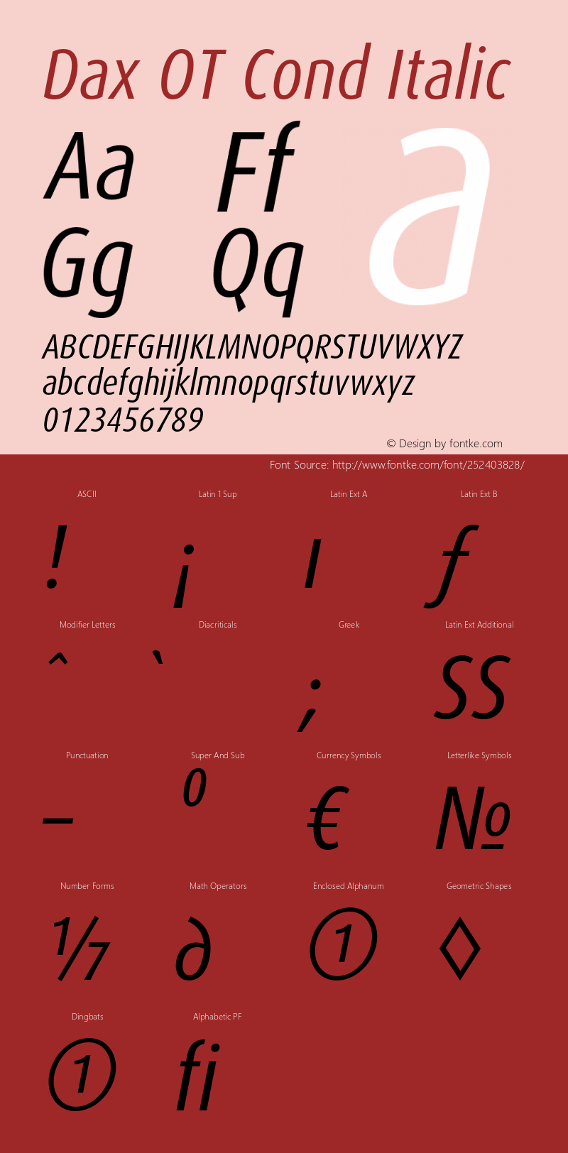 Dax OT Cond Italic Version 7.504; 2006; Build 1022图片样张