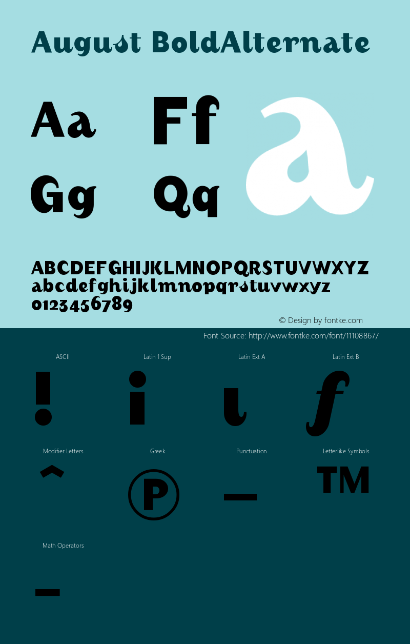 August BoldAlternate Version 001.000 Font Sample