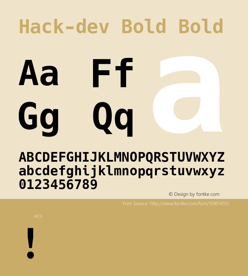 Hack-dev Bold Bold Version 2.019;PS 3.0;hotconv 1.0.86;makeotf.lib2.5.63406 Font Sample