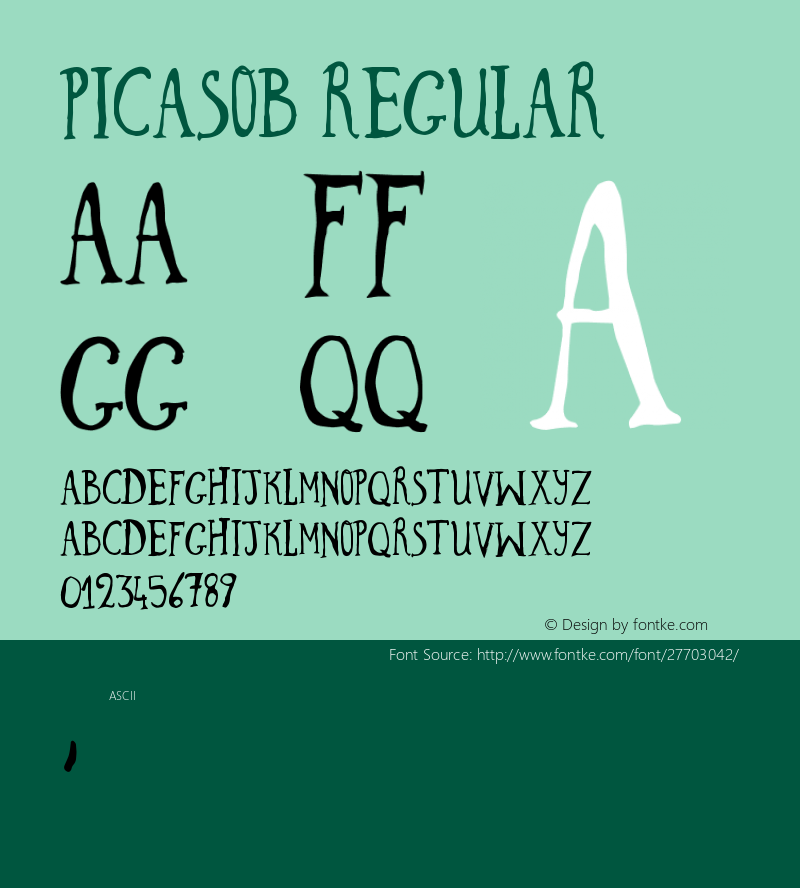 Picasob Version 1.000 Font Sample