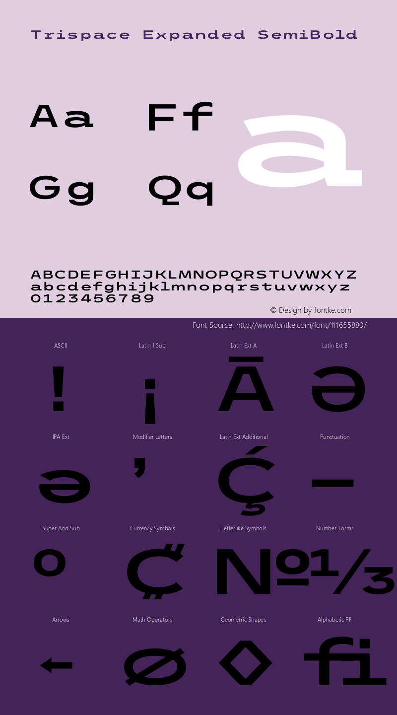 Trispace Expanded SemiBold Version 1.210 Font Sample