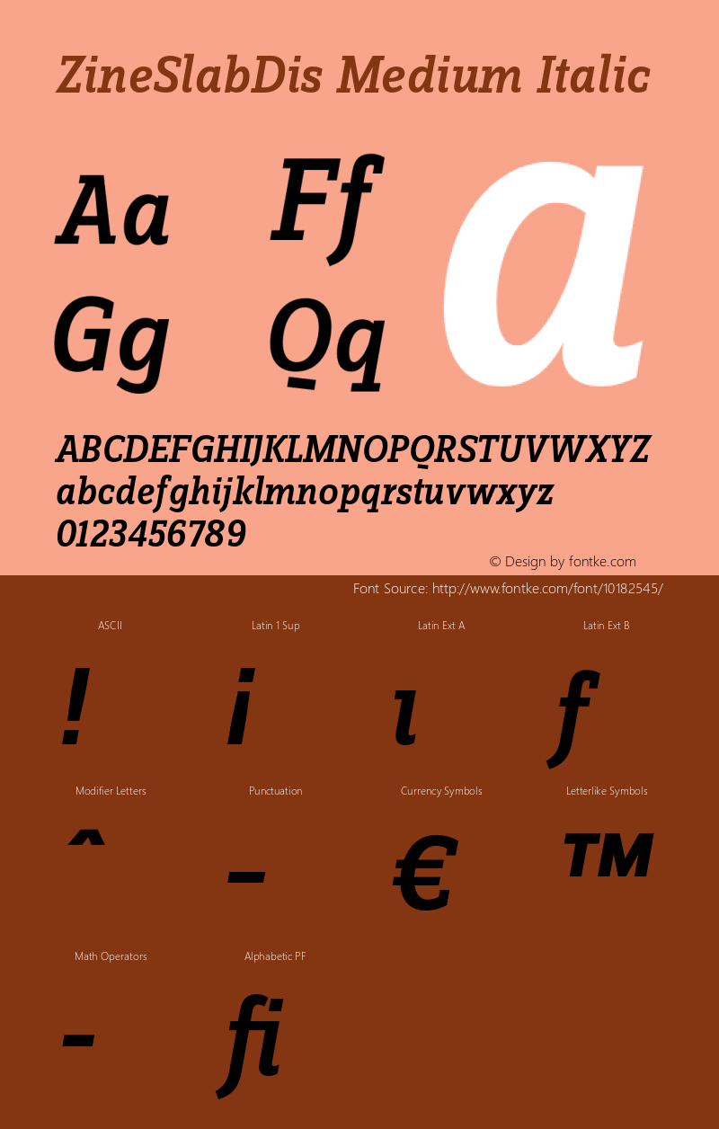 ZineSlabDis Medium Italic 004.301 Font Sample