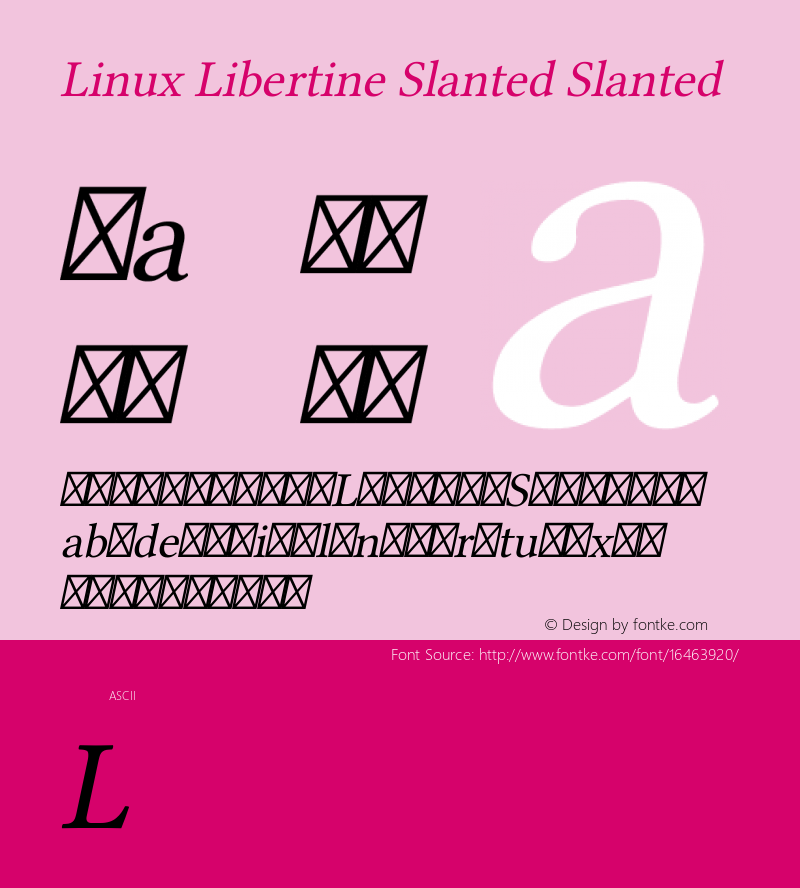 Linux Libertine Slanted Slanted Version 5.1.3 Font Sample