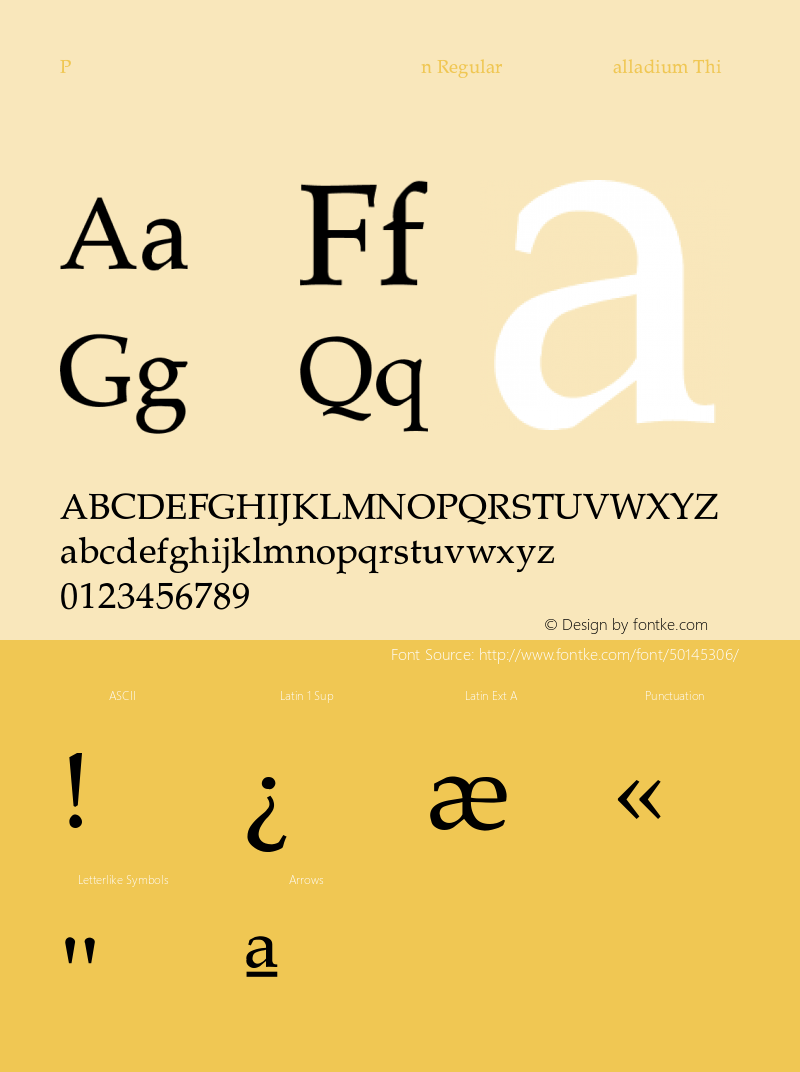 Palladium Thin Converted from C:\TEMP\PALATINO.TF1 by ALLTYPE Font Sample