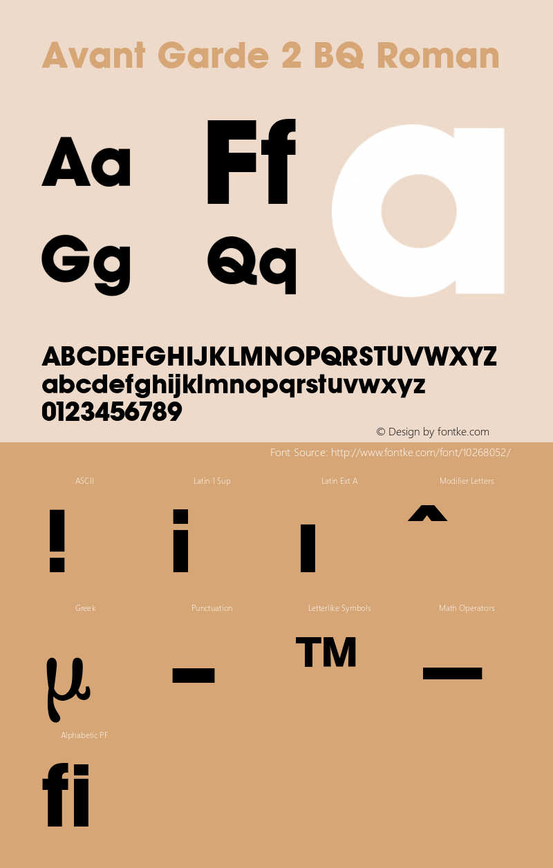 Avant Garde 2 BQ Roman 001.000 Font Sample