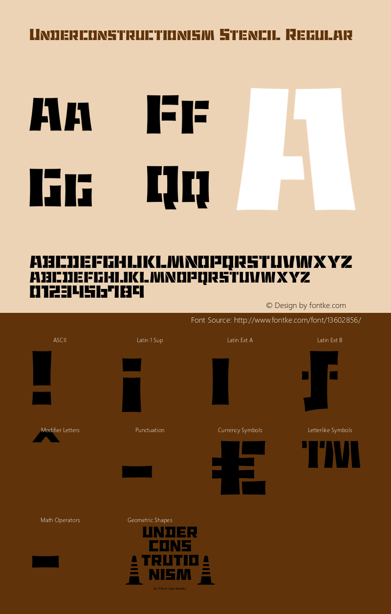 Underconstructionism Stencil Regular Version 1.002 Font Sample