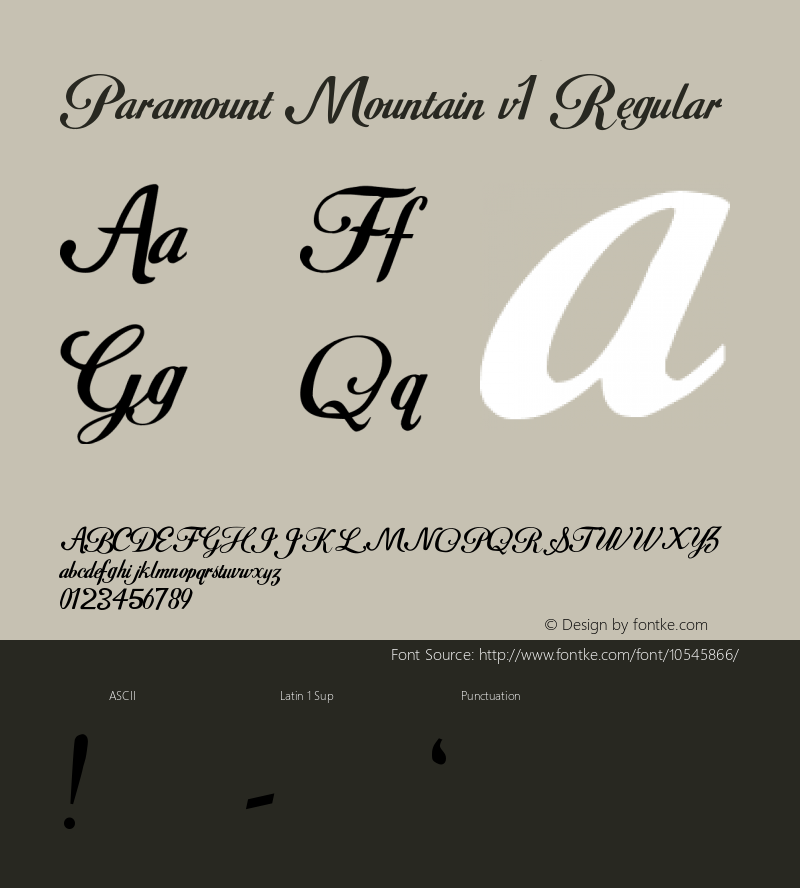 Paramount Mountain v1 Regular Version 1.00 March 7, 2014, initial release Font Sample