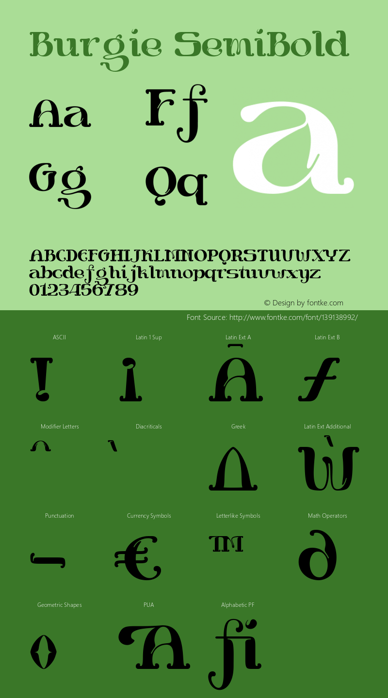 Burgie SemiBold Version 1.000 Font Sample