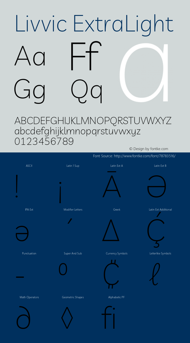 Livvic ExtraLight Version 1.000; ttfautohint (v1.8.2) Font Sample