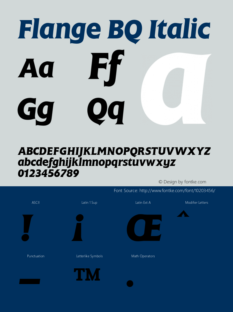 Flange BQ Italic Version 001.000 Font Sample