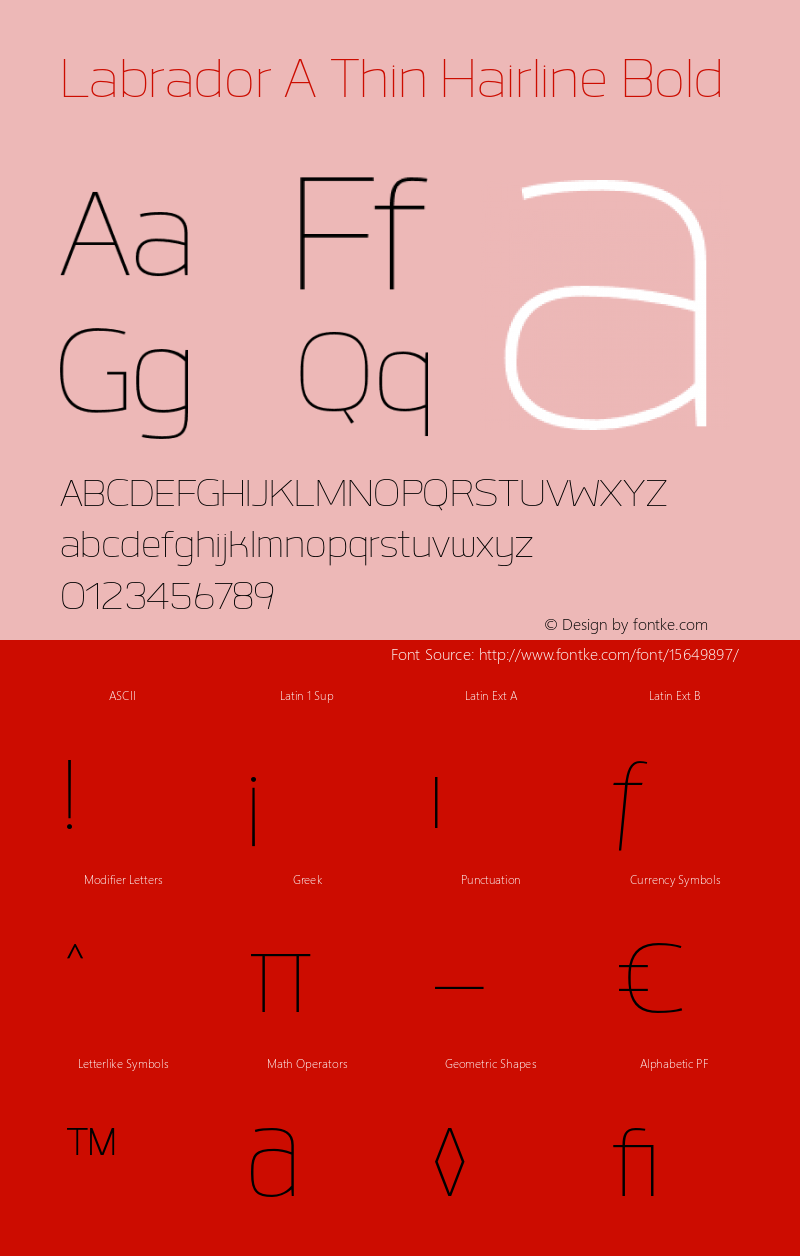 Labrador A Thin Hairline Bold Version 1.000 Font Sample