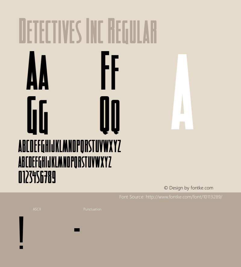Detectives Inc Regular Macromedia Fontographer 4.1.5 12/22/02 Font Sample