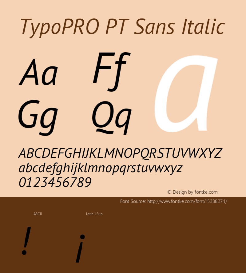 TypoPRO PT Sans Italic Version 2.005 Font Sample