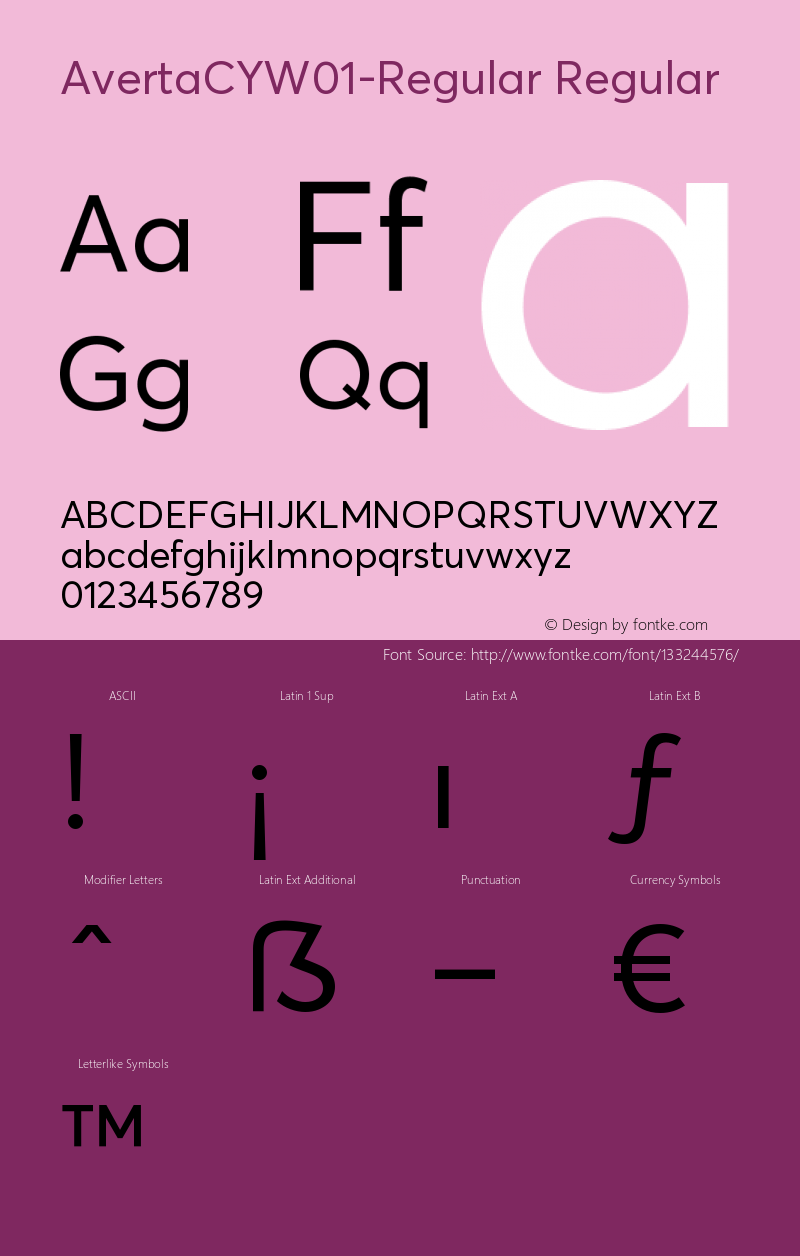 Averta CY W01 Regular Version 1.008 Font Sample