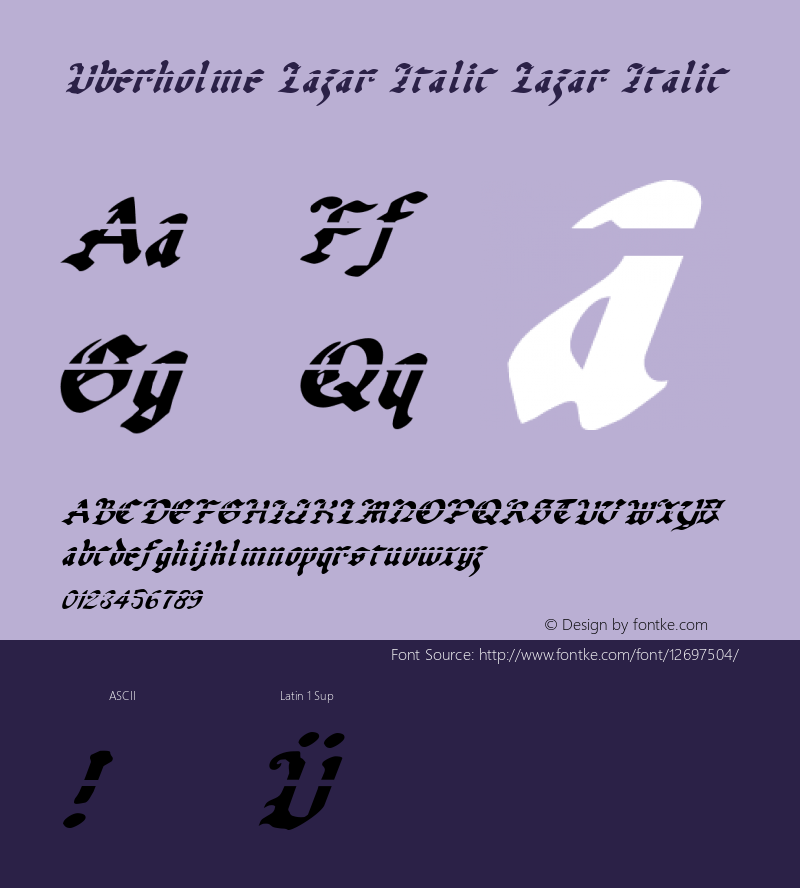 Uberholme Lazar Italic Lazar Italic 001.000 Font Sample