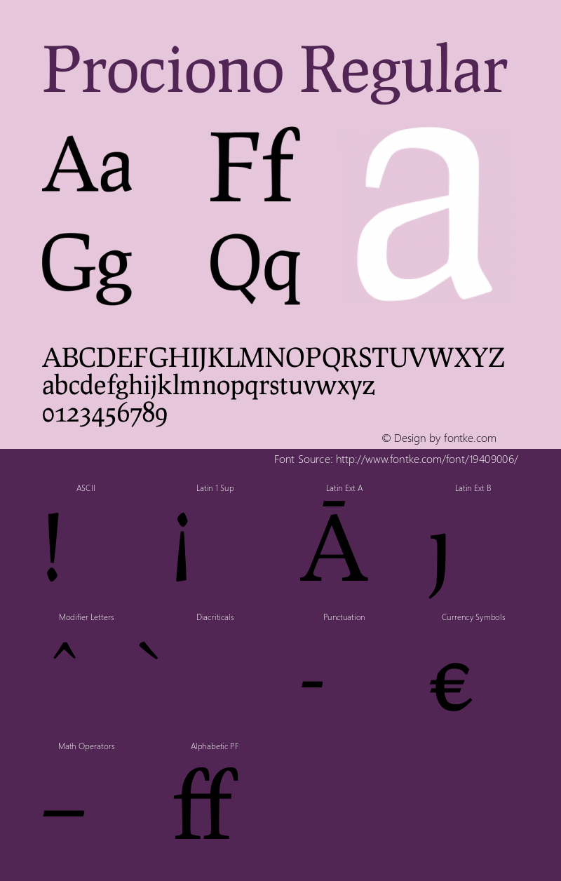 Prociono Version 2.301 Font Sample