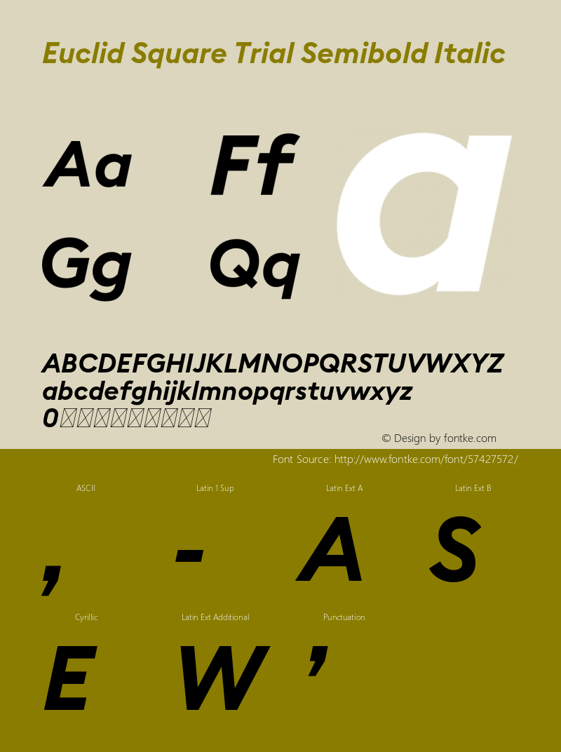 Euclid Square Trial Semibold Italic Version 3.001 Font Sample