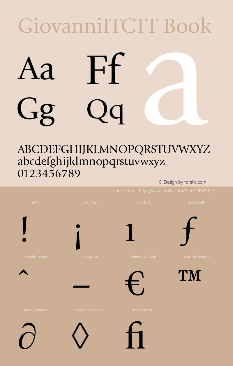 GiovanniITCTT Book Version 1.00 Font Sample