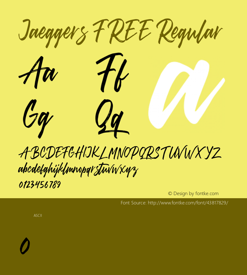 Jaeggers FREE Version 1.000 Font Sample