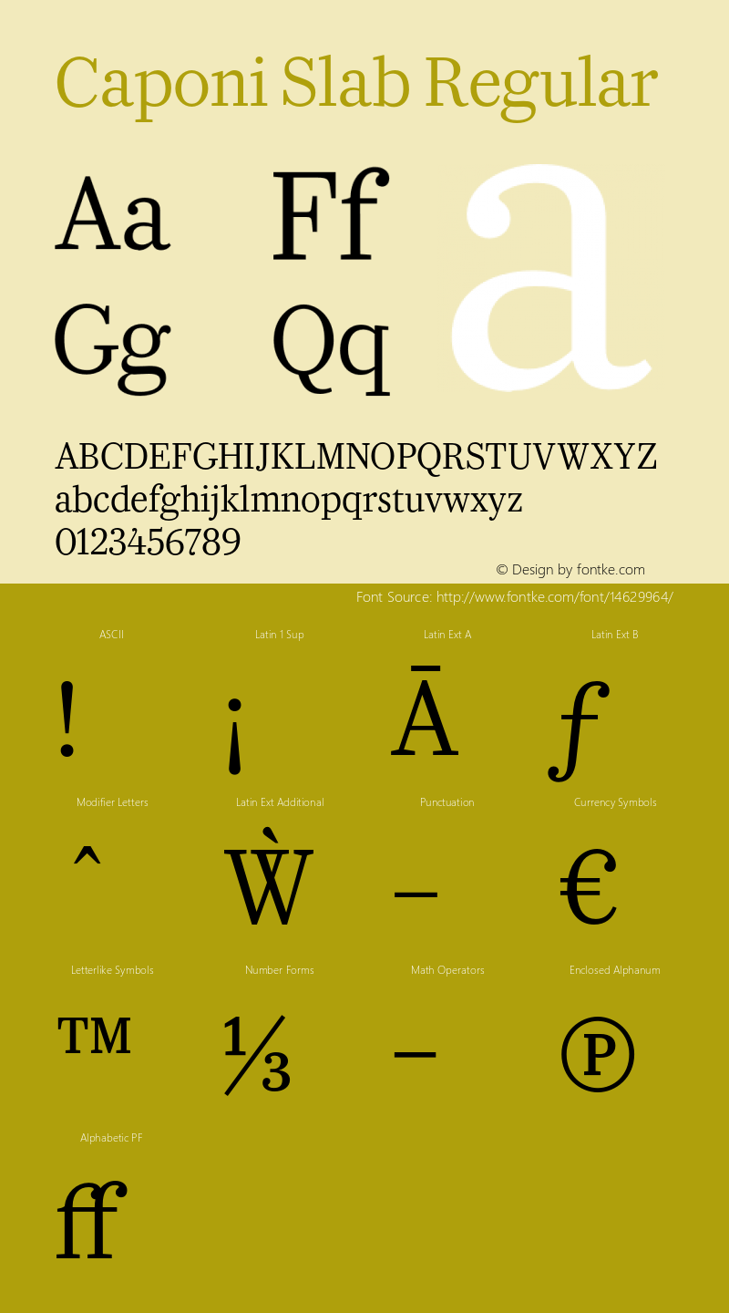 Caponi Slab Regular Version 1.100 Font Sample