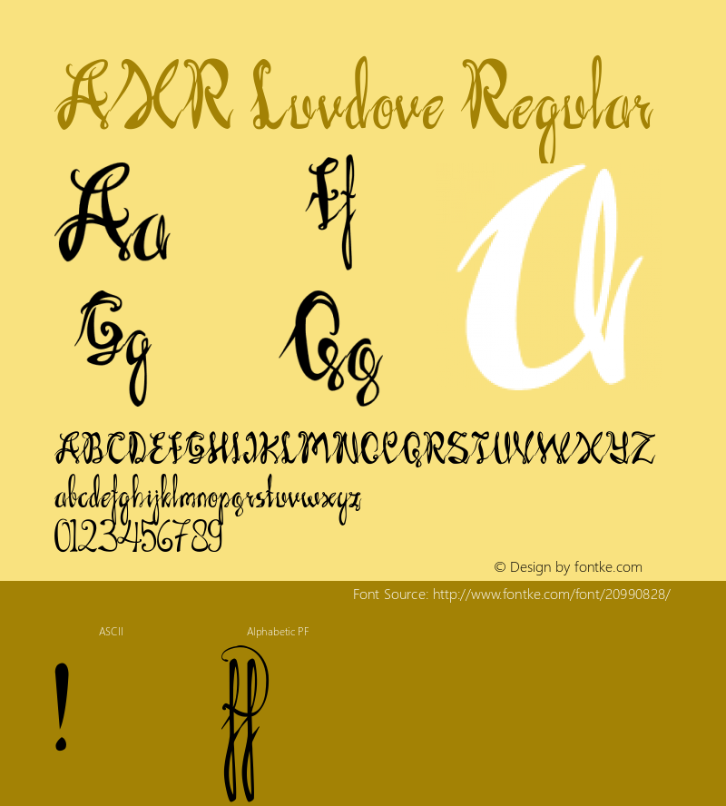 AXR Luvdove Version 1.000 Font Sample