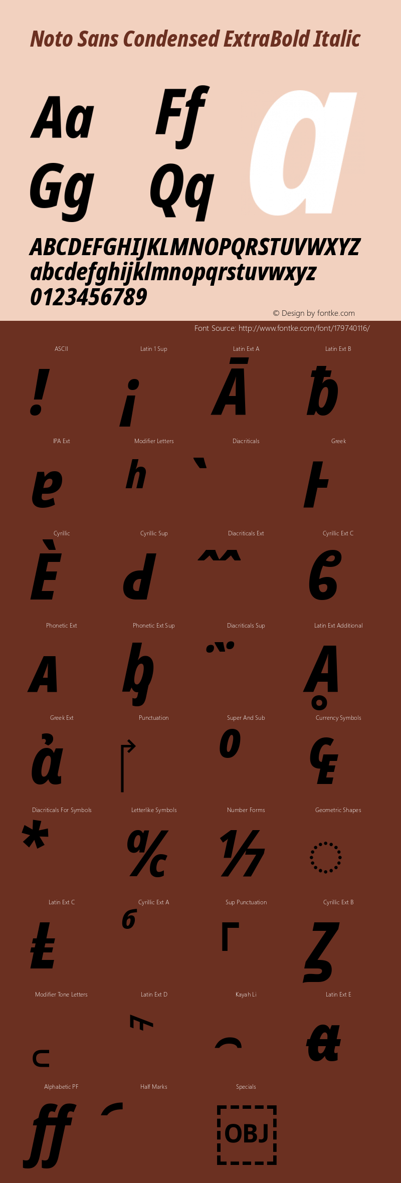Noto Sans Condensed ExtraBold Italic Version 2.005图片样张
